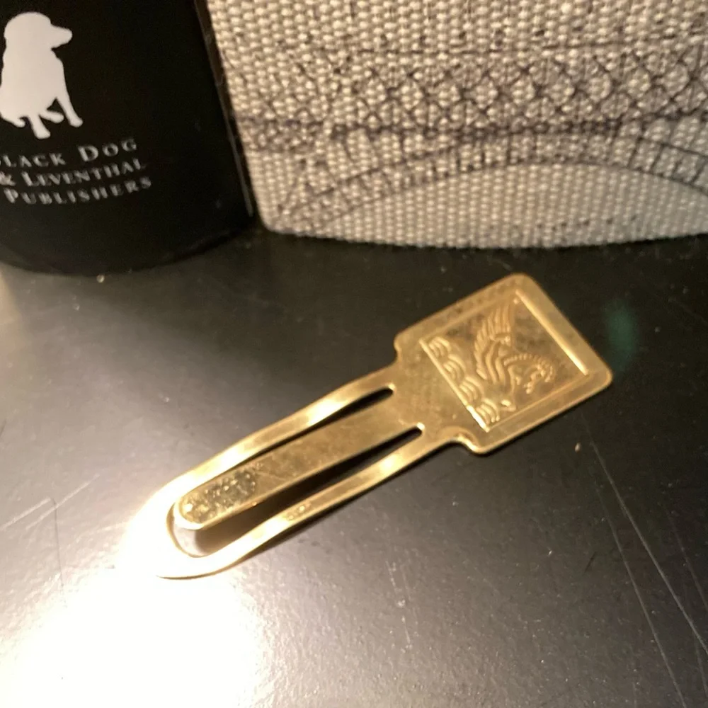 Vintage brass Pegasus Winged Horse Money Clip / Bookmark Equestrian 3